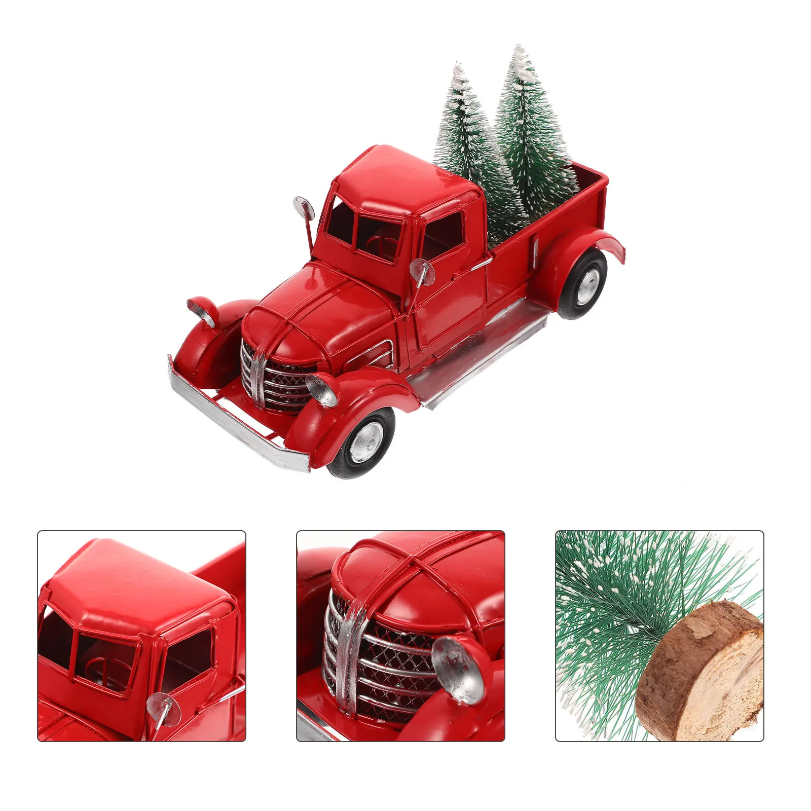 

Classic Xmas Red Truck Iron Ornament Christmas Desktop Decor Decorative Xmas Ornament Table Festival Christmas Metal Truck