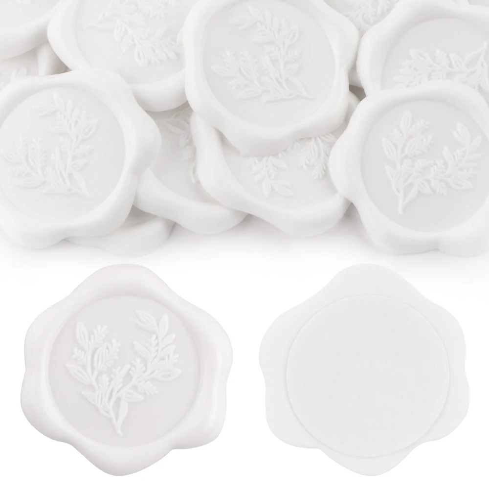 20Pcs/set White Wax Seal Stickers Handmade Envelope Seals Self Adhesive Wax Stickers for Wedding Decoration Wine Bags