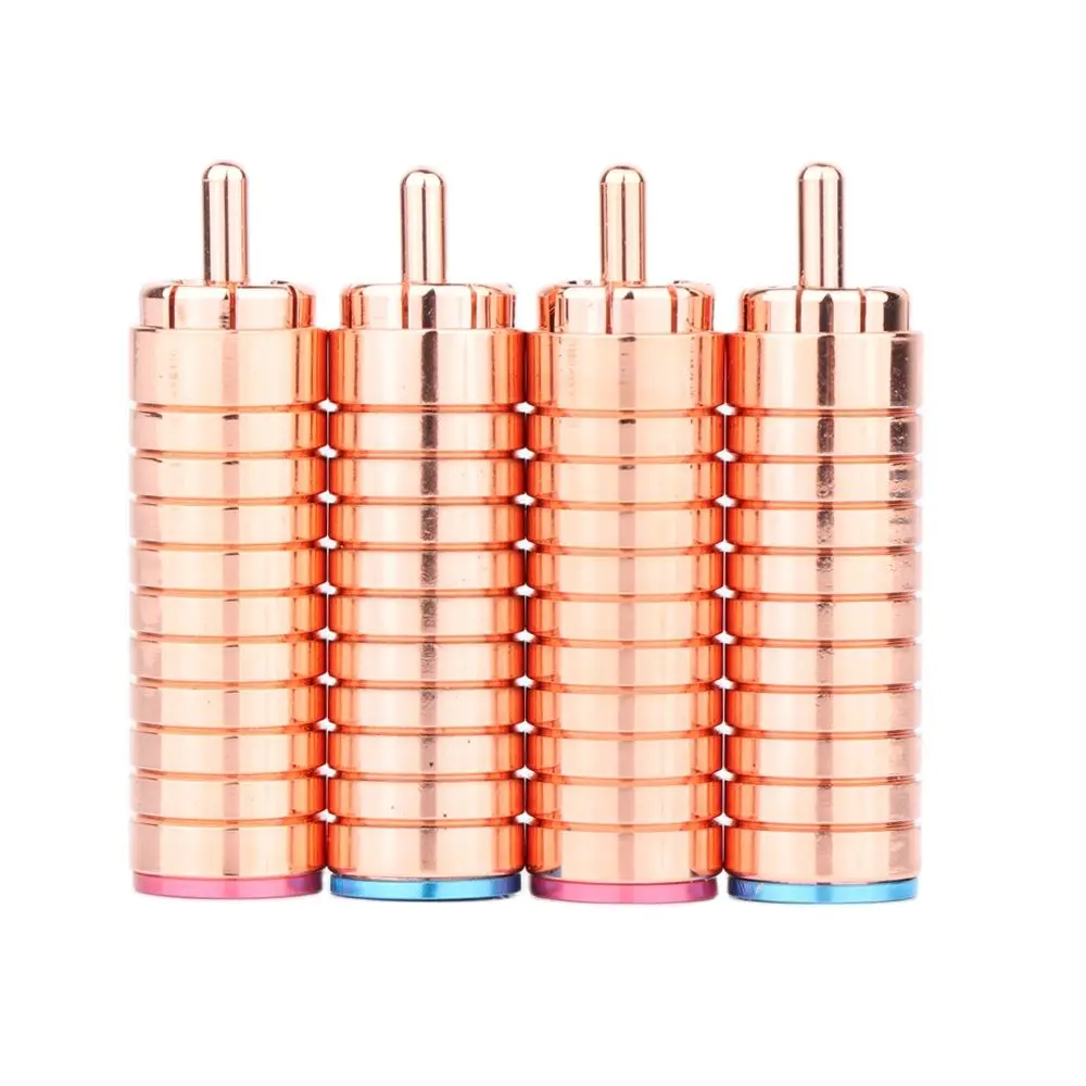 Latão com conector RCA banhado a cobre Solda de áudio Plugue RCA de 8 mm Cabo de áudio fono Plugue macho RCA