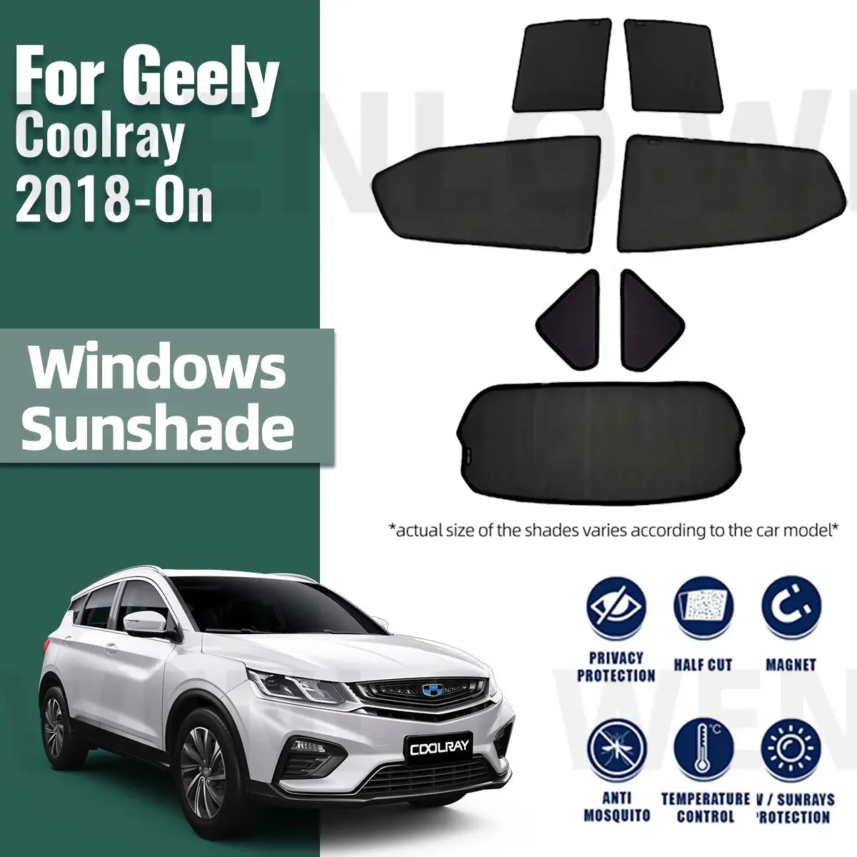 

For Geely Coolray SX11 2018-2024 Magnetic Car Sunshade Shield Front Windshield Frame Curtain Rear Side Window Sun Shade Visor