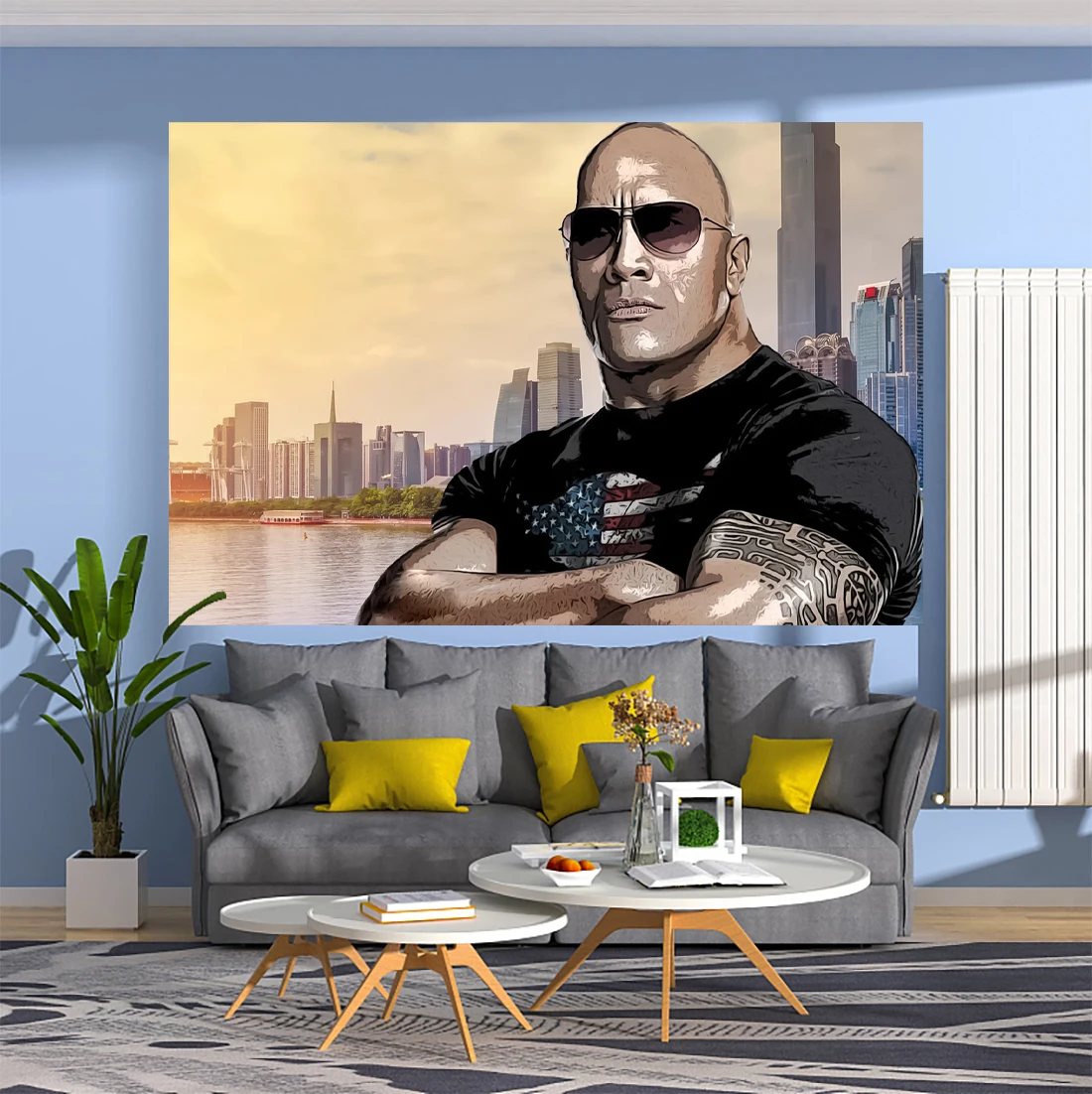 Dwayne Johnson Tapestry Movie Star Funny Meme Printed Wall Hanging Carpets Bedroom Or Home For Decoration