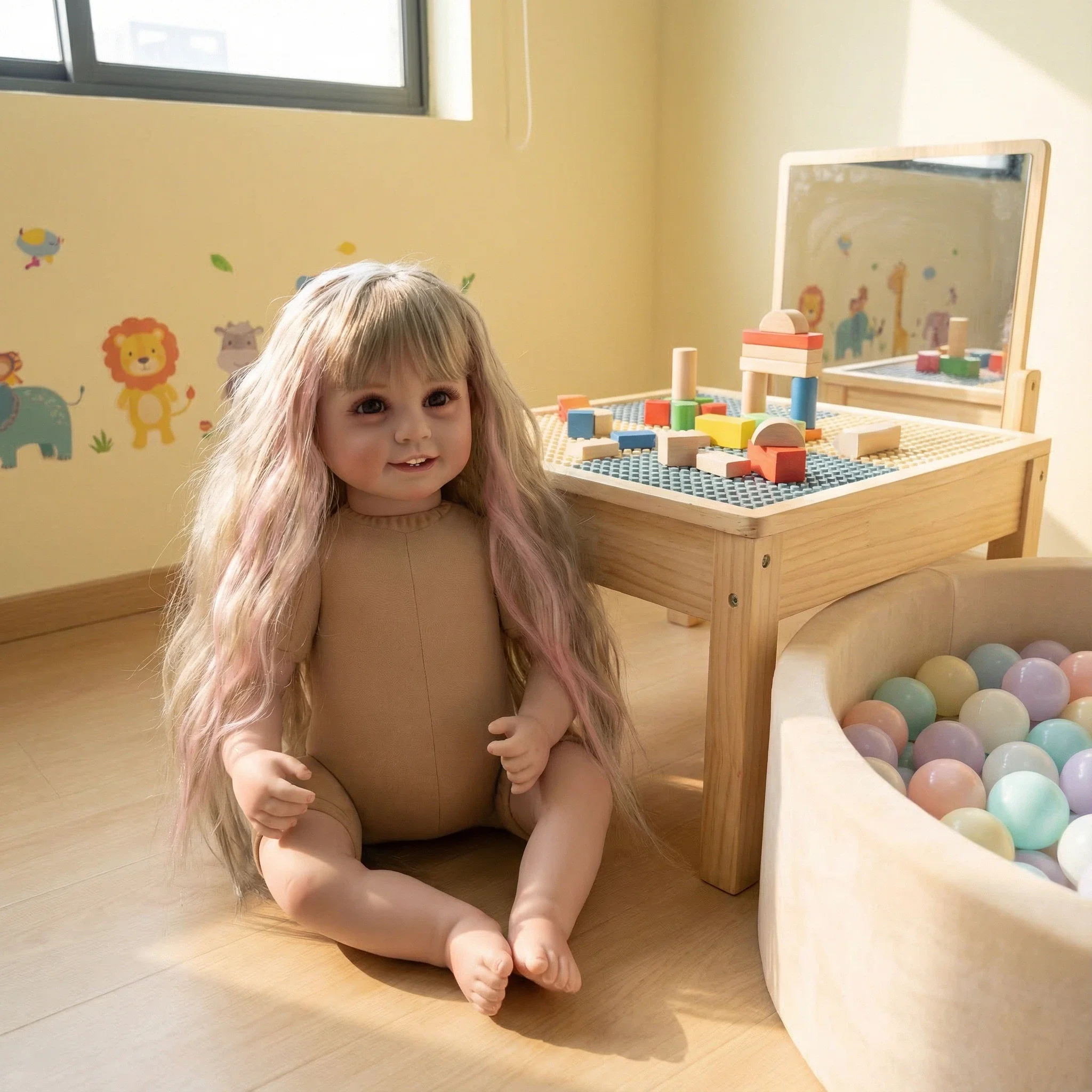 Smile Nude Doll 22 Zoll NPK Reborn Baby-Puppe mit weichem Körper, Modepuppe, Spielkamerad, Kinderspielzeug für Rollenspiele, Weihnachtsgeschenk