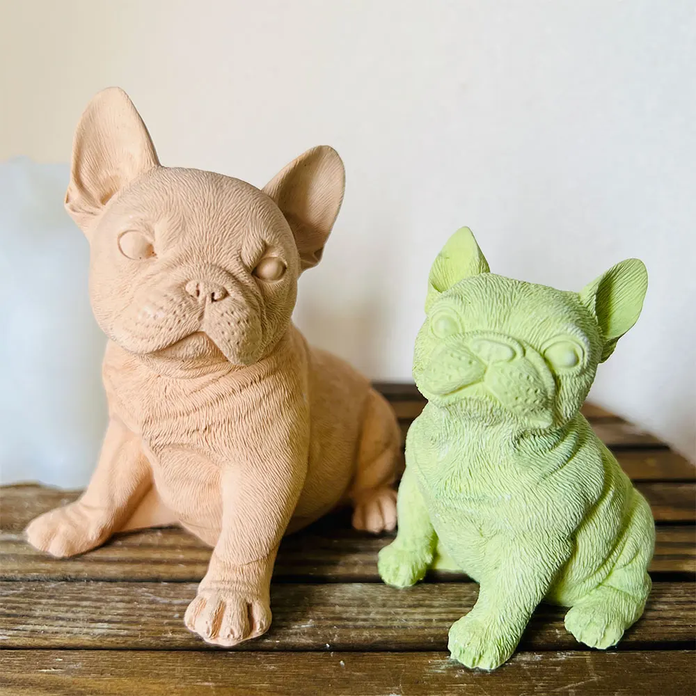 Bulldog Silicone Mold Animal Mold Pet Dog Plaster Ornament Mold Prayer Dog Mold Suitable for Making Candle Soap Clay