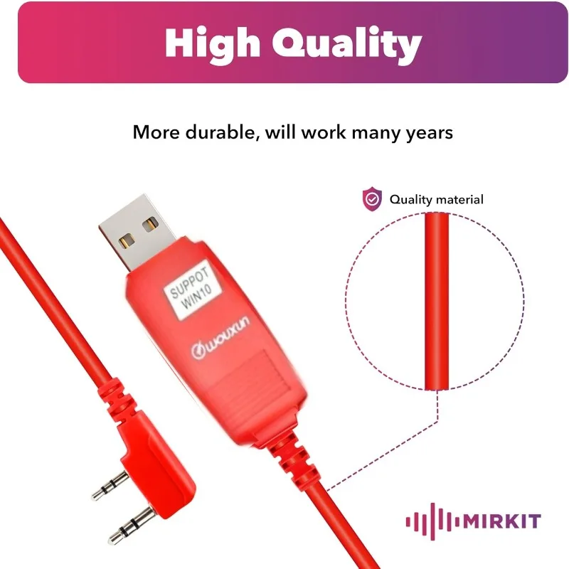 WOUXUN Programming Cable USB-K1 with CD Driver for Walkie Talkie G-UVD1P KG-UV6D KG-UV8D KG-UV899/KG-UV9DPLUS Two Way Radio
