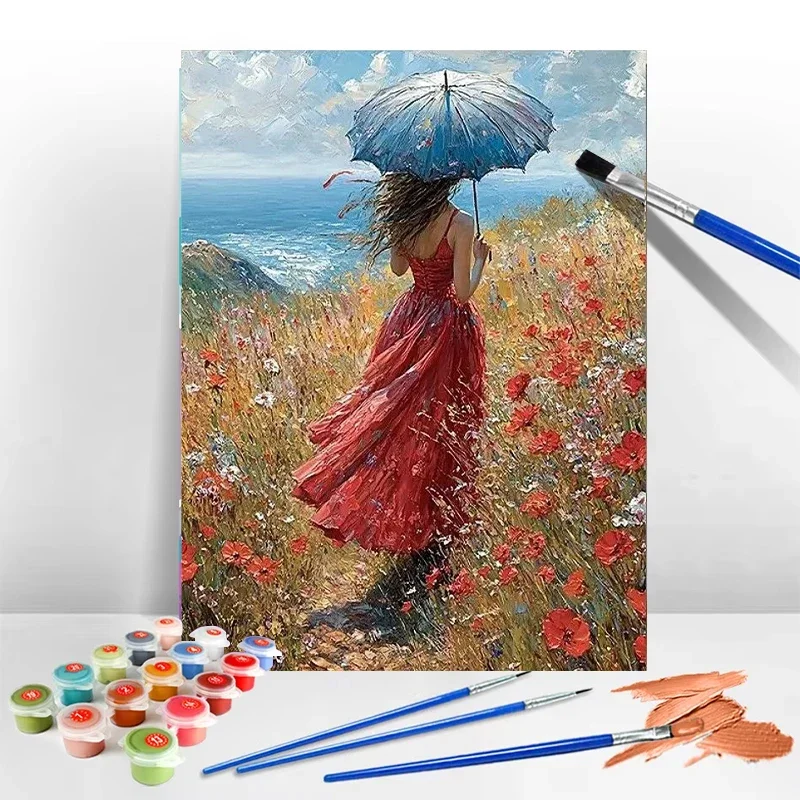 Girl's Back DIY Digital Oil Painting Color Hand-Painting Simple Process Suitable for Home Wall Decoration