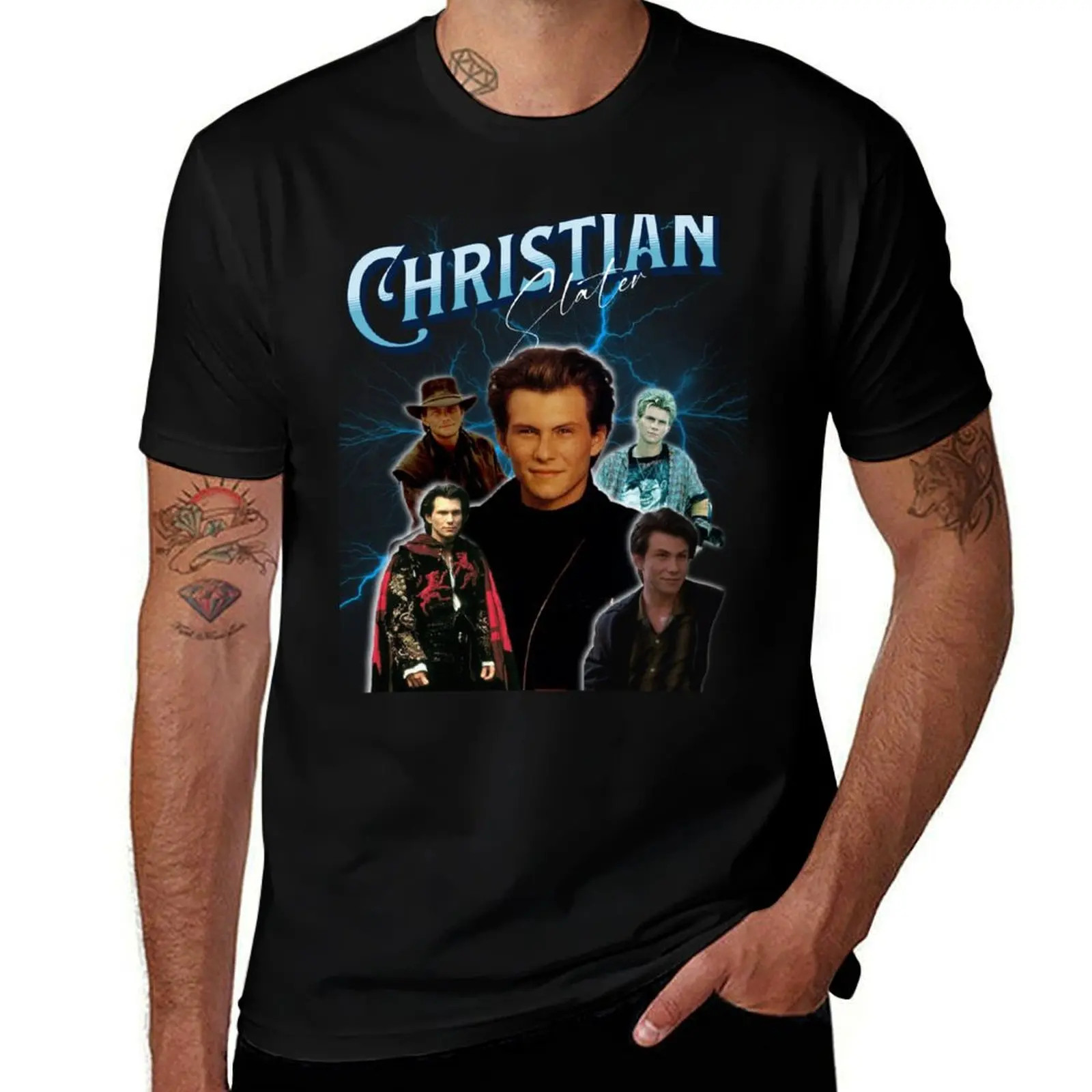 Christian Slater Retro Tee T-Shirt Soft Touch Basic Cotton T-Shirt