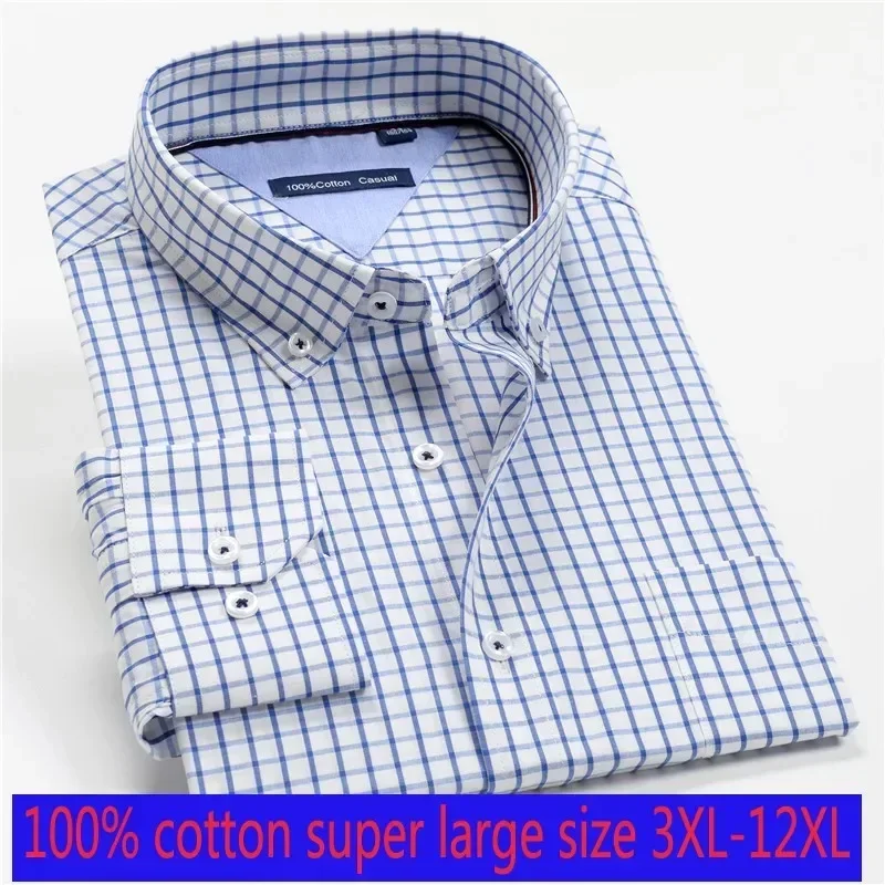 

new arrival Spring autumn men formal Extra Large 100% Cotton long sleeve Shirts high quality plus size 3XL-7XL 8XL 9XL 10XL 12XL