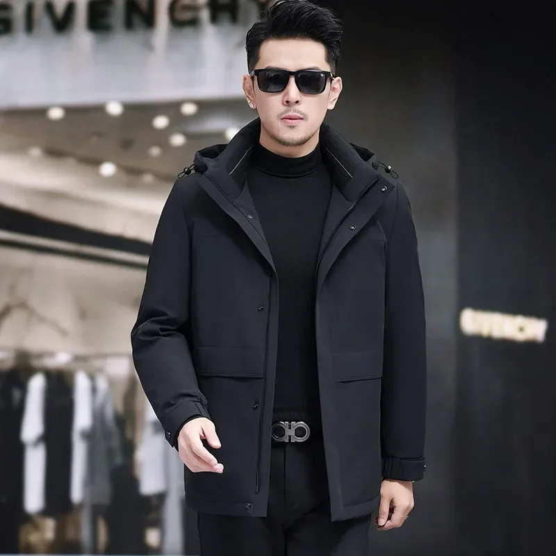 

Down Jacket Men Hood and Nano Rabbit Fur Lining Are Removable Designer Clothes Men Men's Padded Jacket Winter Coat Men