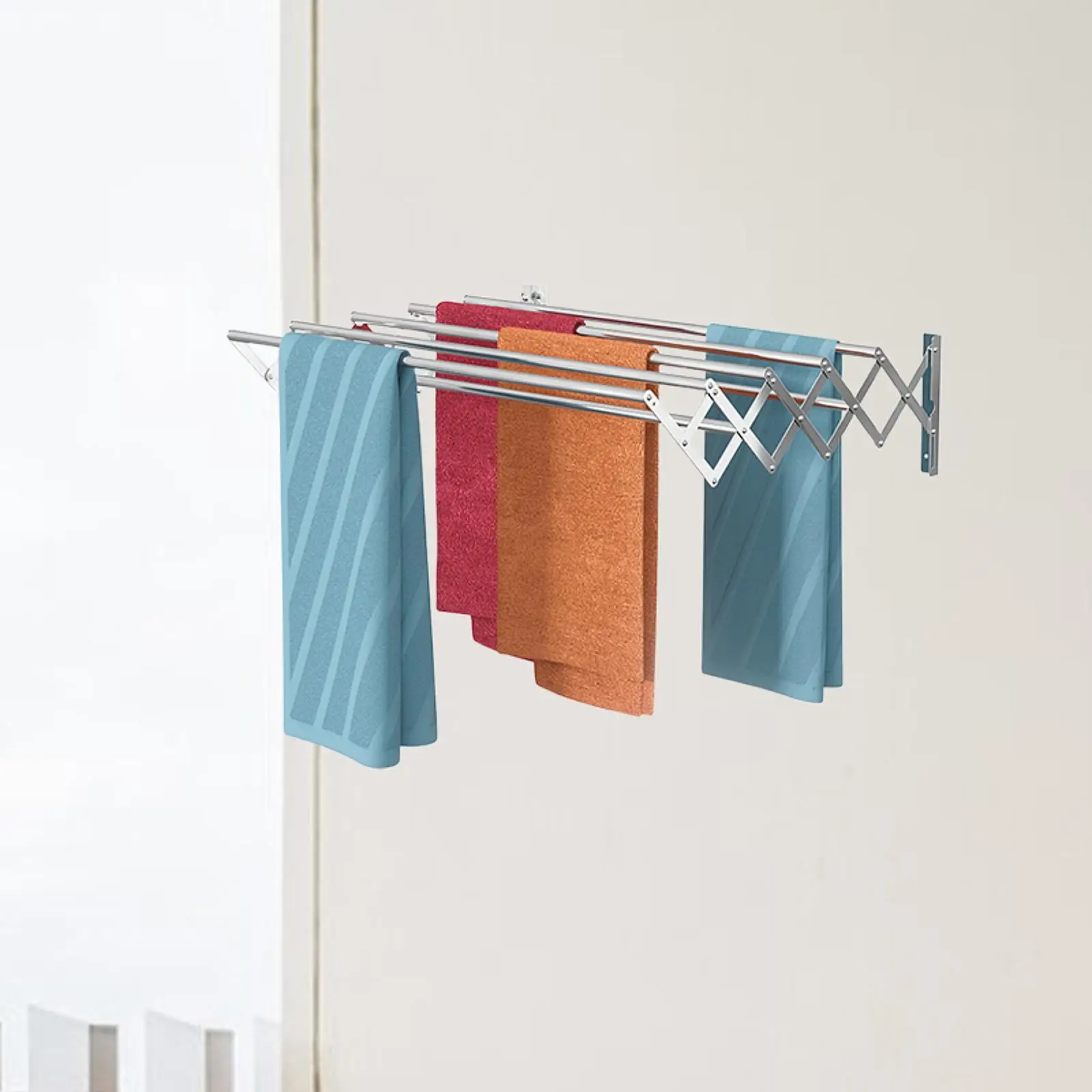 Foldable Towel Rack Wall Mounted Retractable for Balcony Household Restroom