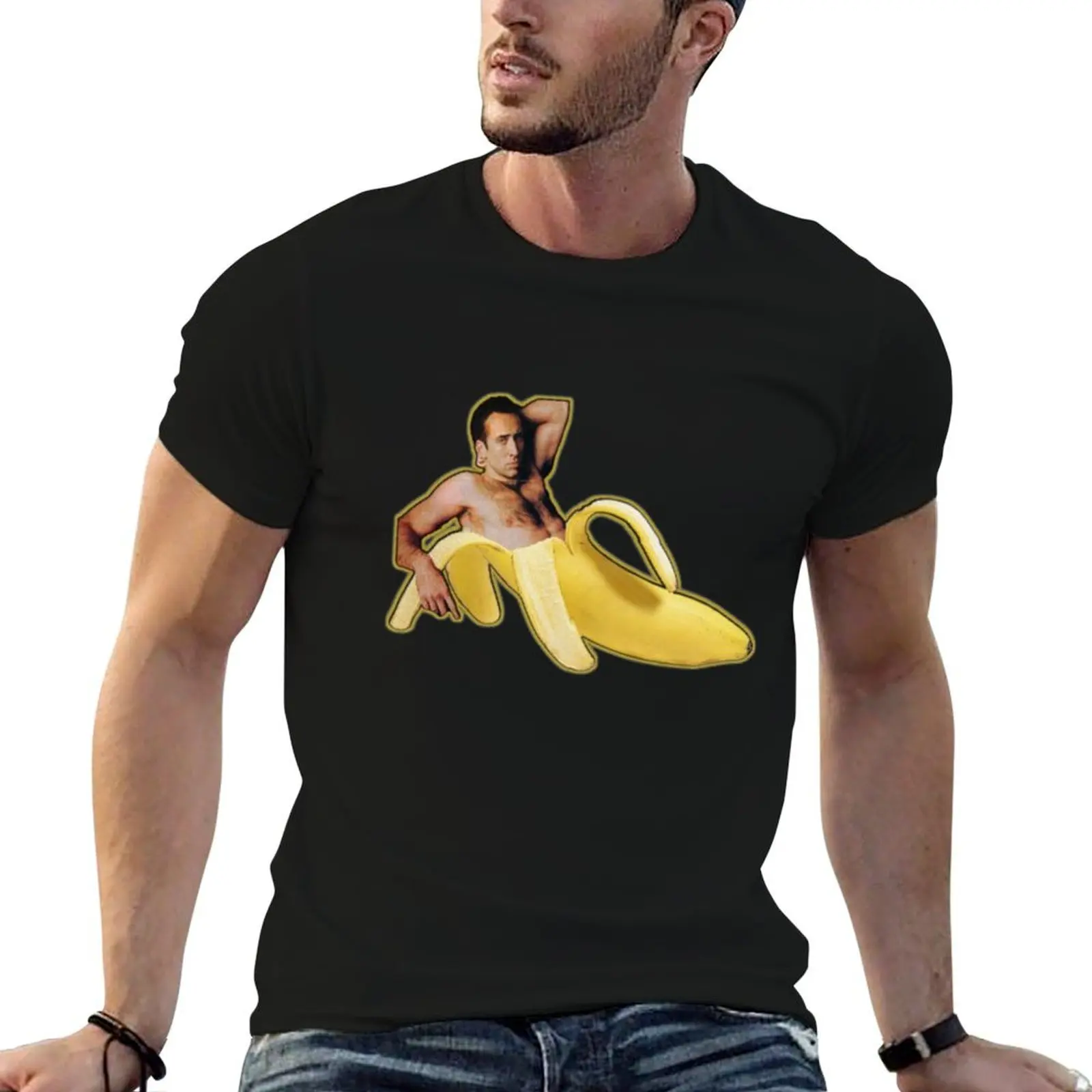 

nicholas cage banana T-Shirt man graphic t shirt printed t shirts for man T-Shirt