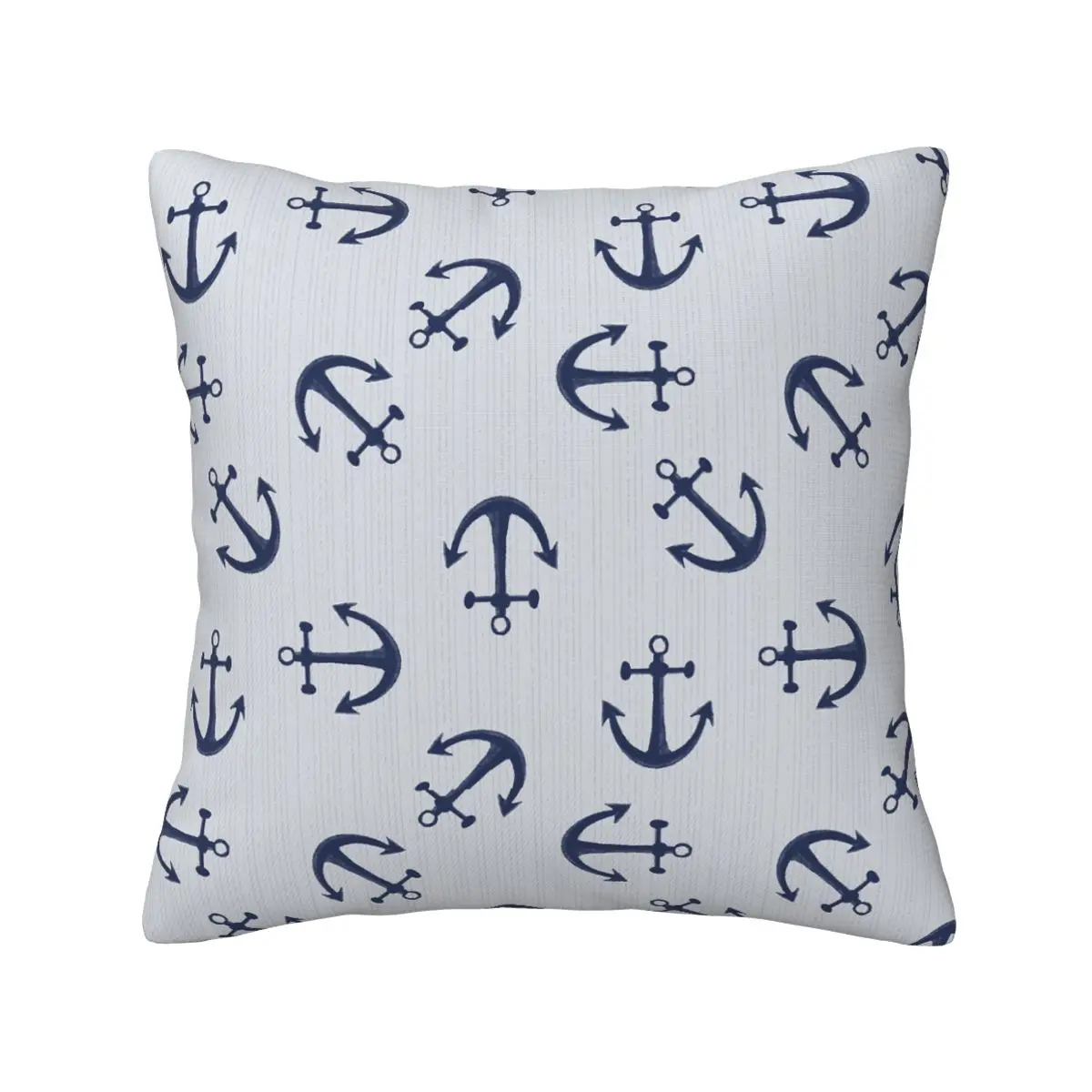 Maritime Pattern Of Blue Anchors On Light Gray Square Pillowcase Pillow Cover Cushion Comfort Throw Pillow for Home Living Room
