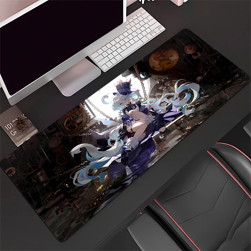 Large Gaming Customized Mouse pad Non-slip rubber Office desk mat Game keyboard pad Desk Mats Furina G-Genshin Impact Home Decor