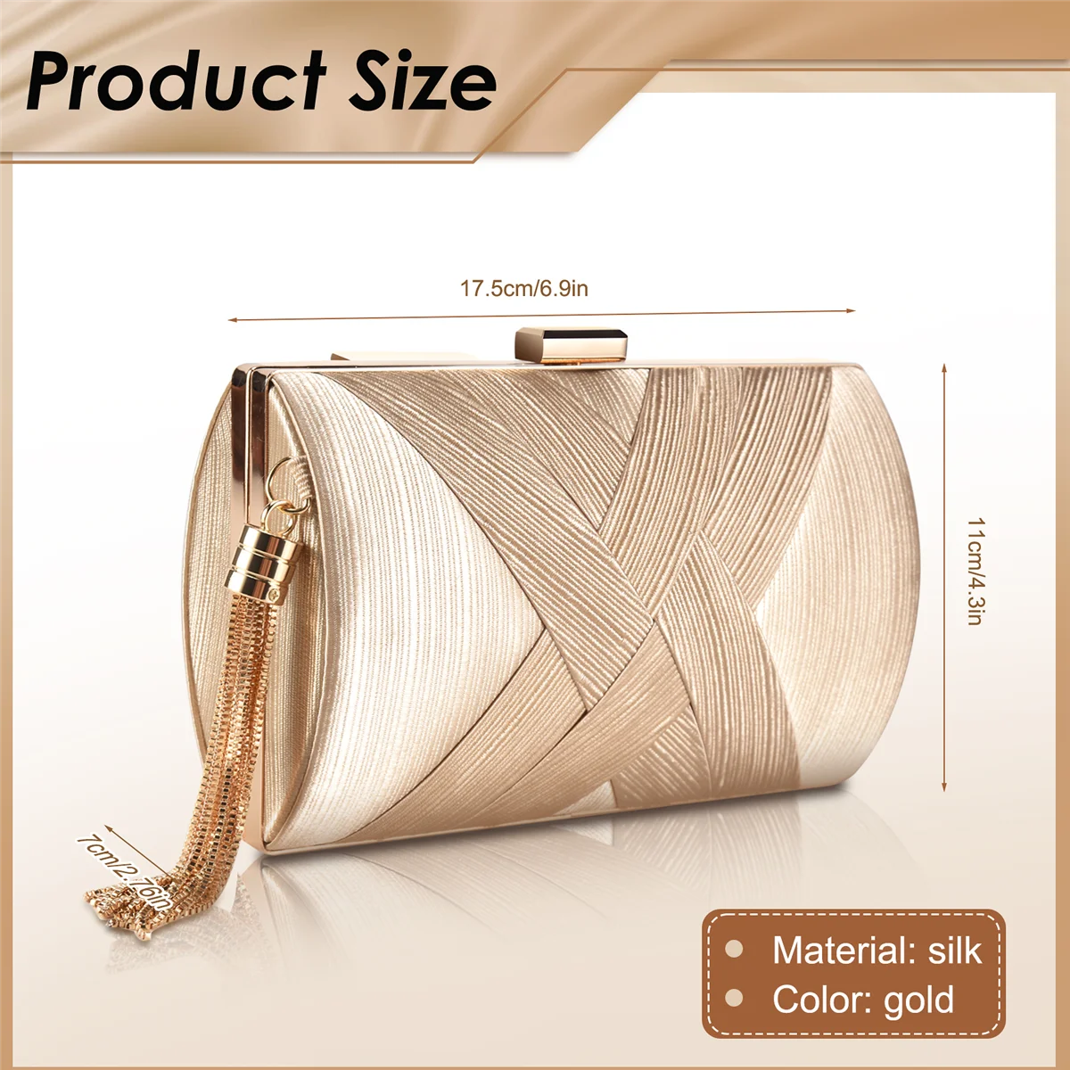 ABQR Kwastje Mode Dames Clutch Schoudertas Handtassen Vrouwelijke Feest Bruiloft Avondtasje Voor Telefoon Portemonnee Goud