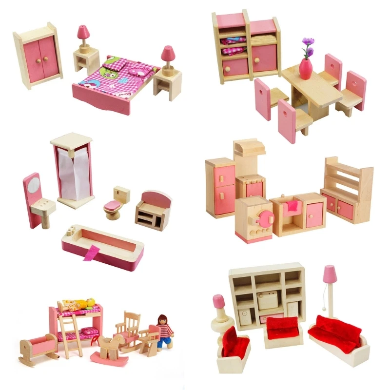 

Furnishings Life Scene Pretend Play for Kids House Furniture 1:12 Scale Realistic Model for Bedroom Dinning Room