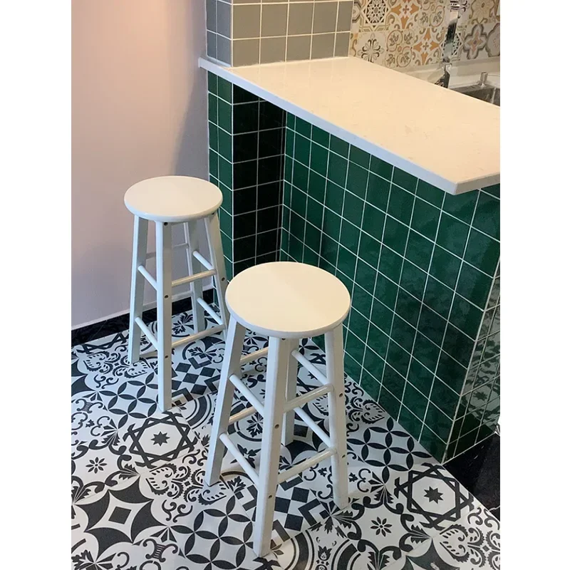 

Solid wood bar chairs, black and white bar oak tall bar for home use