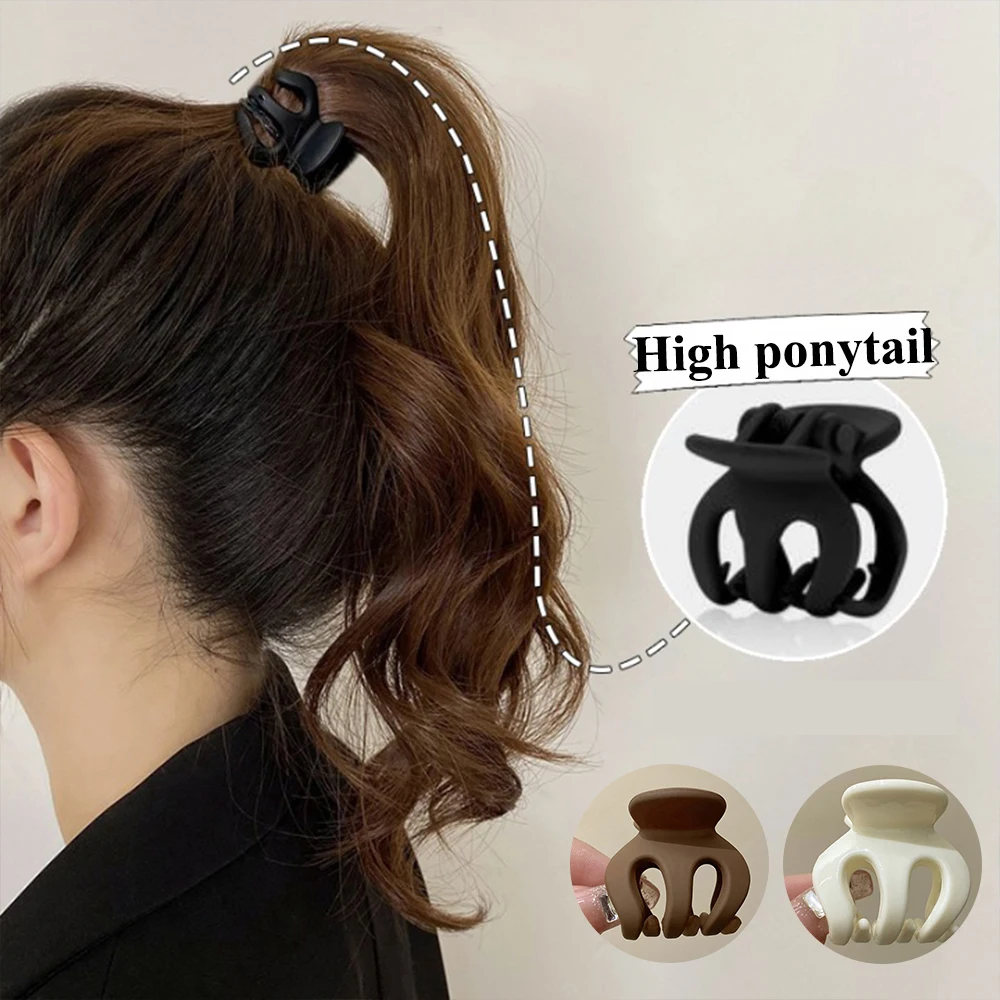 Simple Black Hair Claw Hair Clips Hairpin Barrettes Geometry Solid Color High Ponytail Holder Fixed for Women Girls Accessories