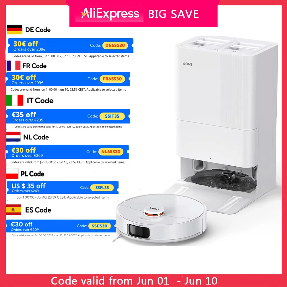 JONR Robot Vacuum P20 Pro International Edition Mopping Vacuuming Drying Wipes Automatic Cleaning Dust Collecting Drainage Water