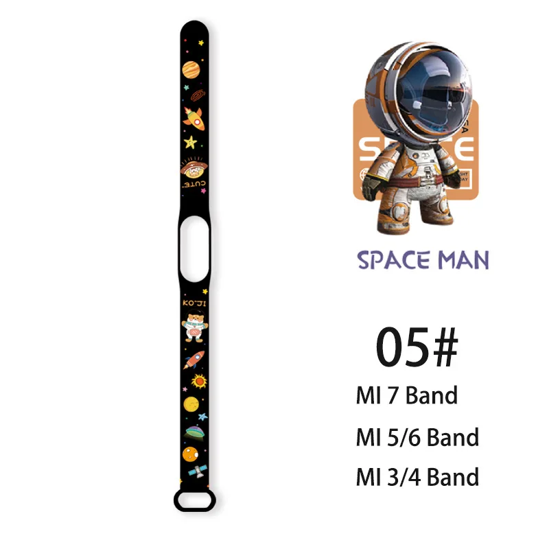 Strap For Xiaomi Mi Band 7 6 Silicone Replacement Wristband Cartoon Astronaut Bracelet for mi band 6 strap miband 5 4 3 NFC