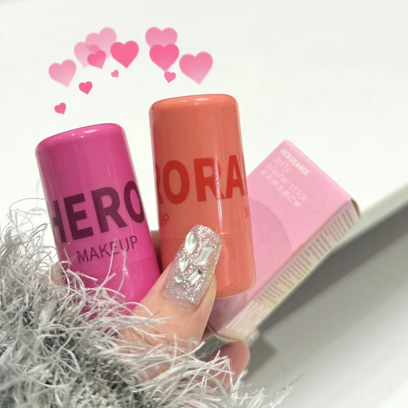 【WHB】HERORANGE Jelly Blush Stick Brighten Cheek Rouge Dual Use Of Lips And Cheeks Blusher Waterproof Lasting Red Tint