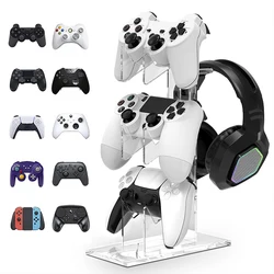 Universal 3-Layer Controller Holder e Headphone Holder, suporte de armazenamento transparente, acessórios do jogo, PS5, PS4