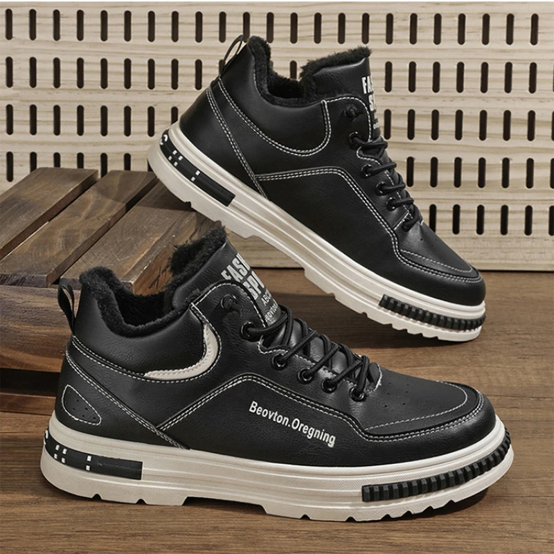 

Мужская повседневная обувь, новинка зимы 2024, высокие туфли, плюшевые теплые нескользящие хлопковые ботинки, удобная уличная спортивная обувь