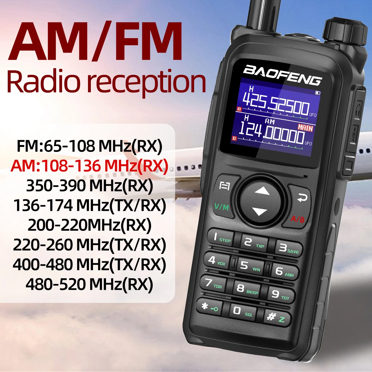 BAOFENG UV-28 PRO MAX UHF Walkie Talkie 10W Multi-Band 999CH ไร้สายสําเนาความถี่ยาว Type-C AM FM NOAA Two WayRadio