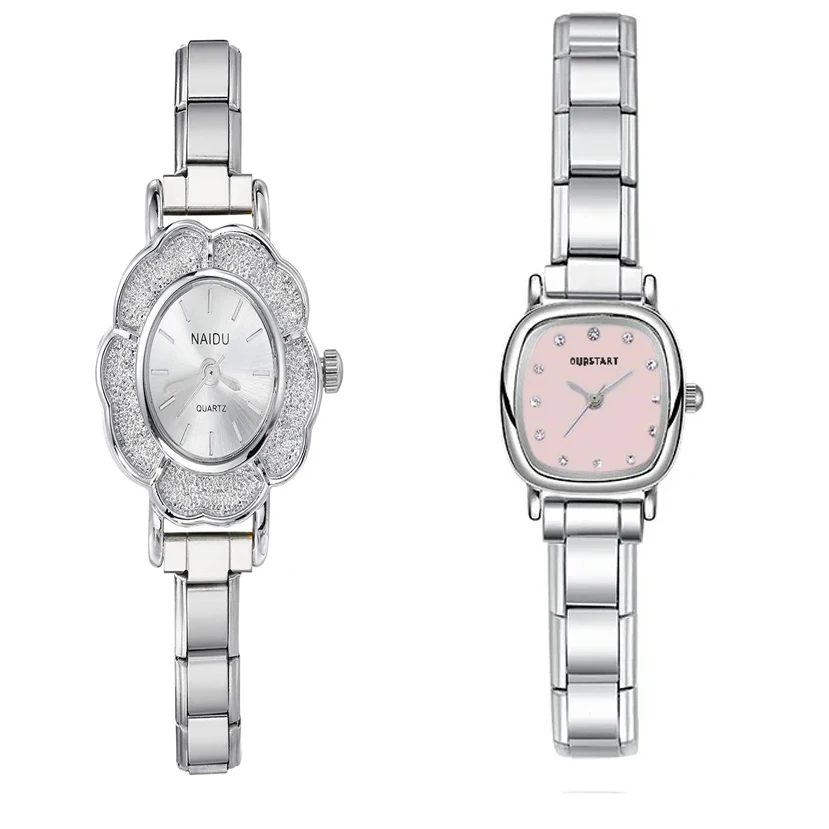Modern Oval Square Casual Retro Design Quartz Watch Ladies Stainless Steel Width 9mm Strap Perfect Birthday Gift For Parties