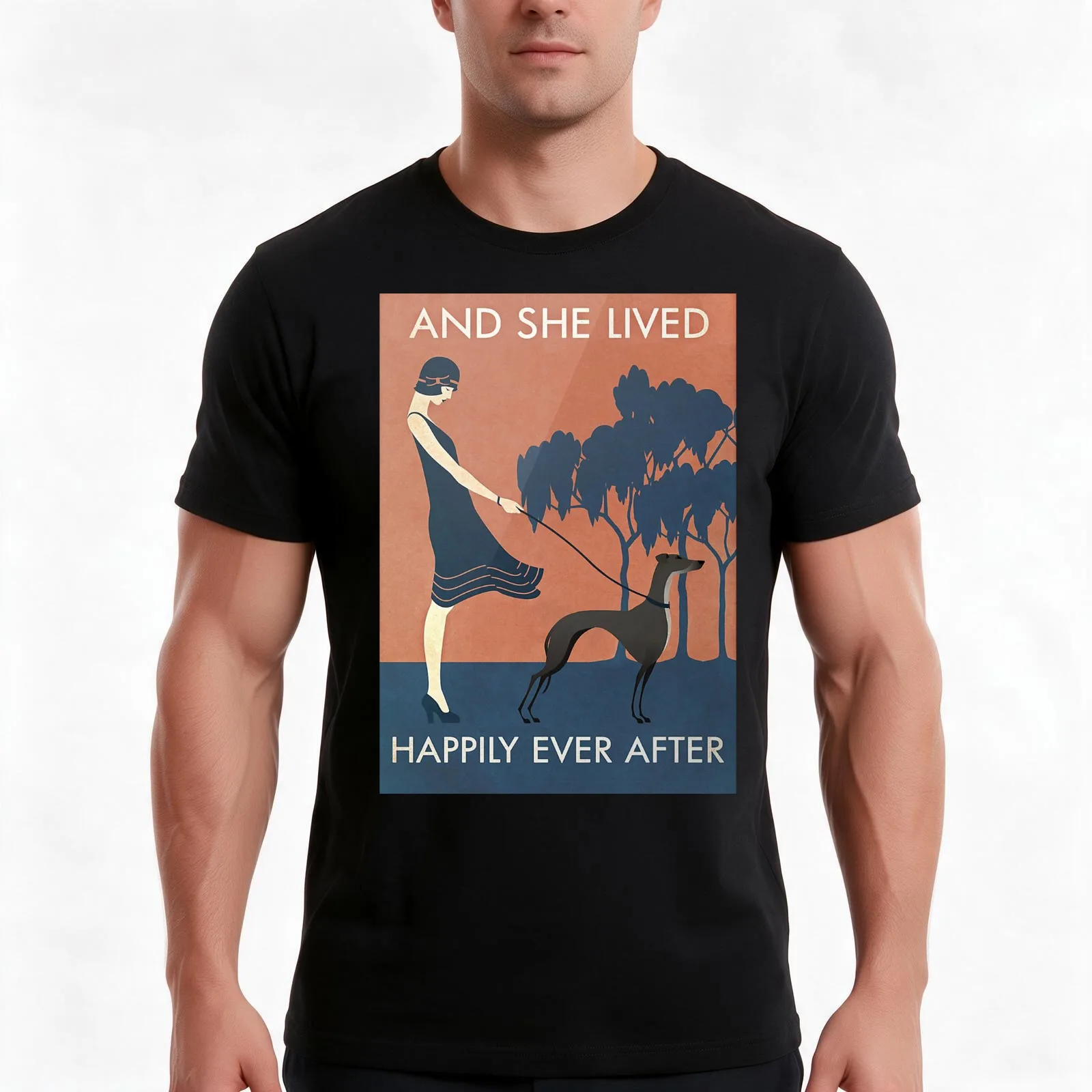 And She Lived Happily Ever After Greyhound Dog Lover Poster T-Shirt Summer Casual Cotton Tee Oversized Streetwear Tops
