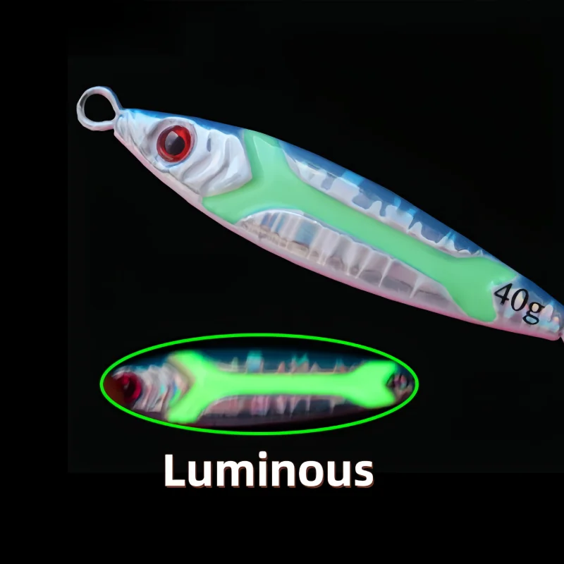 30G/40G/60G/80G Luminous Fishing Lure Rotating Sequins Long-Range Artificial Hard Bait with Metal Hook Sea Bass Fishing Tackle