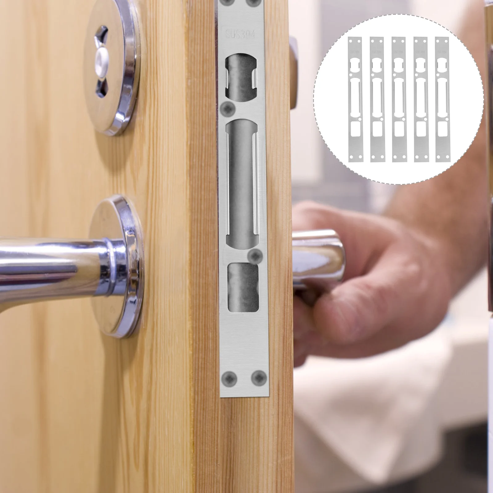 

5 Pcs Door Frame Buckle Strike Plate Reinforcement Gate Lock Interior Security Devices Iron