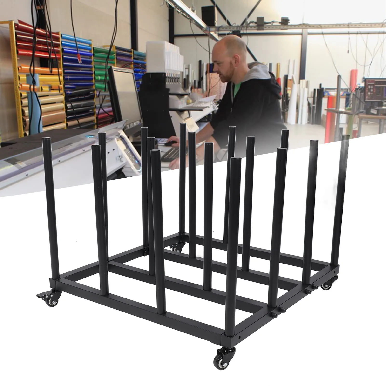 

Movable Vinyl Storage Cart Steel Tube Multipurpose Stable Vinyl Roll Holder Storage Rack Vinyl,Storage,Cart§Vinyl,Roll,Holder