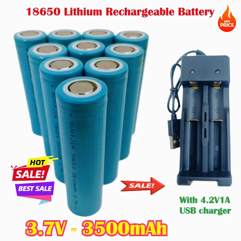 New 100% Original 18650 Battery 3.7V 3500mAh 18650 Lithium Rechargeable Battery Suitable for GTL Evrefire Flashlight Battery