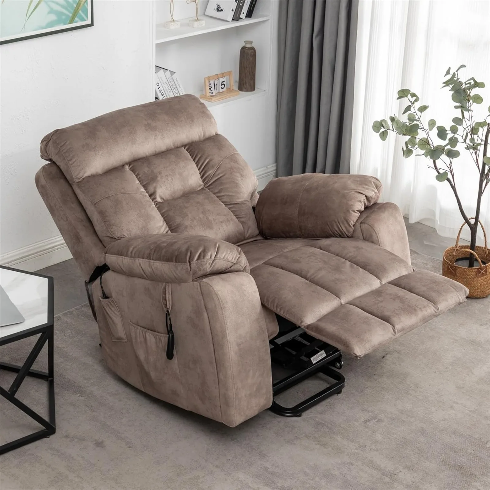 

US 26in Extra Wide Recliner Chair for Big Man 400lbs, Oversized Power Lift Chair with Heat and Massage Hidden Cup Holder