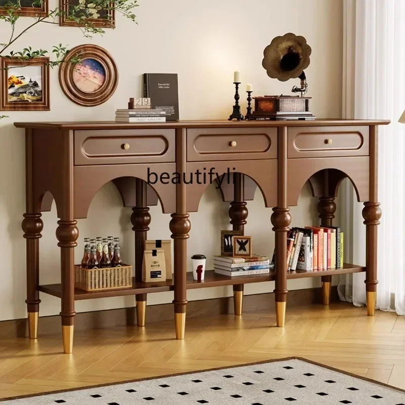 

57 Side cabinet French antique aisle American retro cabinet with drawers shelf entrance cabinet