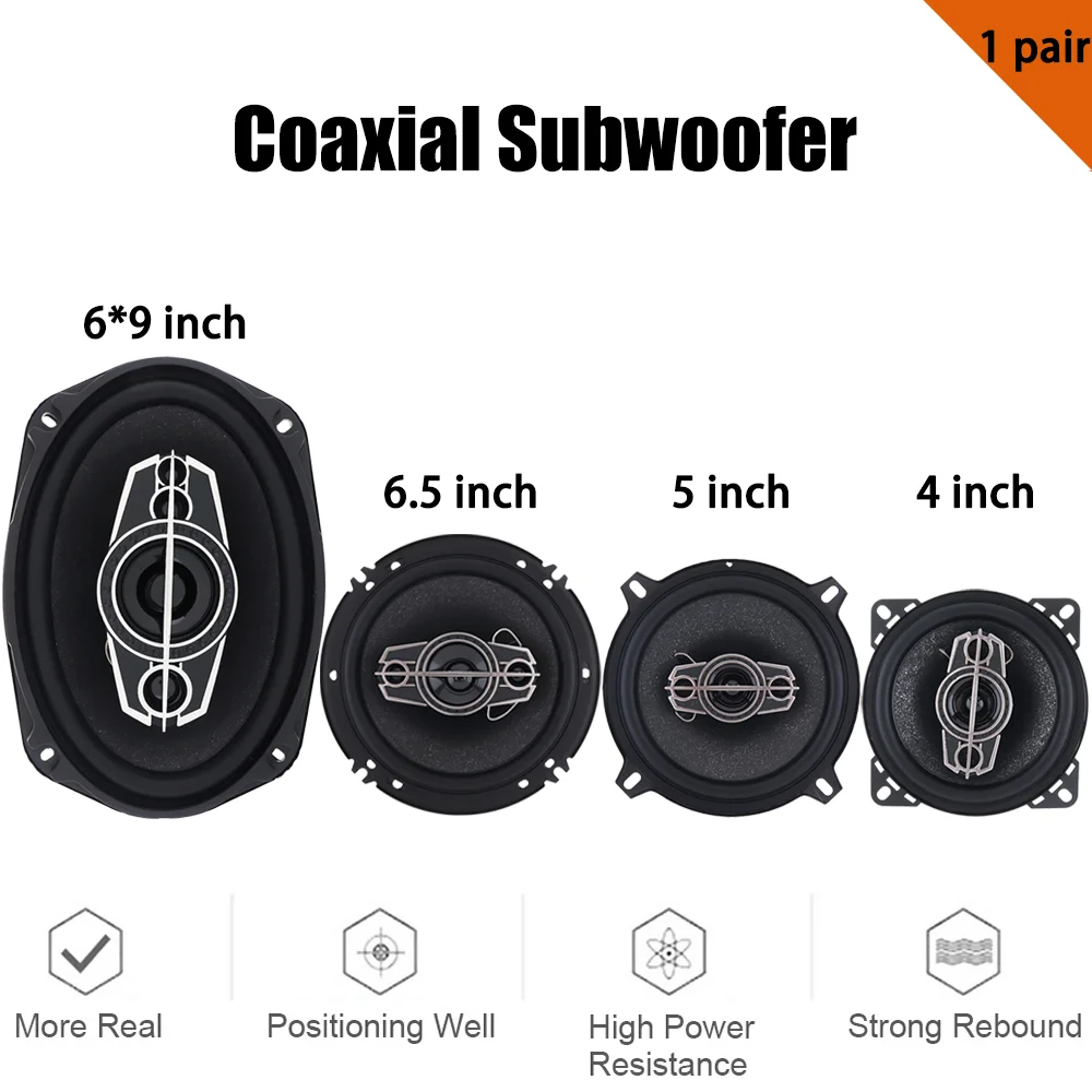 

1Pair 4/5/6.5/6*9Inch Car Speaker HiFi Coaxial Subwoofer Vehicle Door Audio Music Stereo Full Range Frequency Automobile Speaker