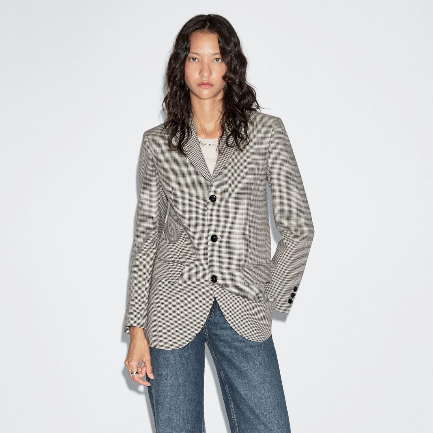Allingentle Casual Women’s Slim Fit Blazer Peak Lapel Design Plaid Modern Business for Party Office Work Outfits Customize