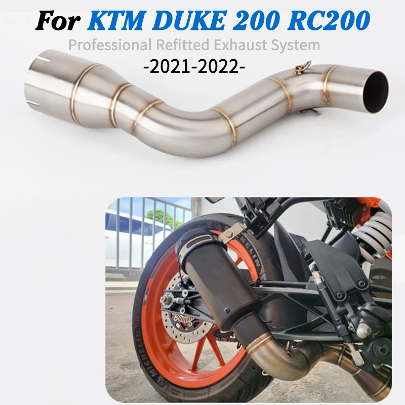 

Motorcycle Exhaust Modified Slip on Motorcross Mid Pipe Stainless Steel Tube Racing Connect Link For KTM DUKE 200 RC200 2022