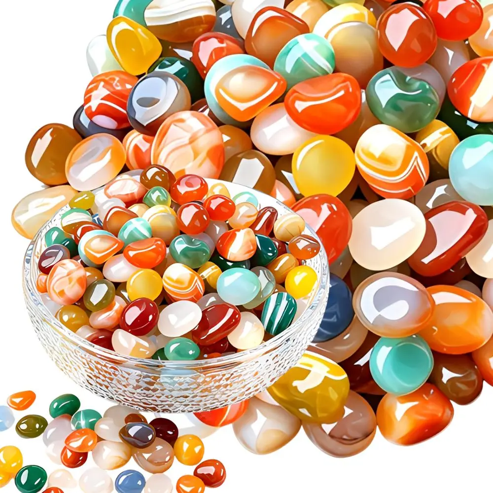 100/200/500g Bulk Mixed Agate Tumbled Pebbles Smooth Colorful Mini Rocks Aquarium Terrarium Vase Filler YMY
