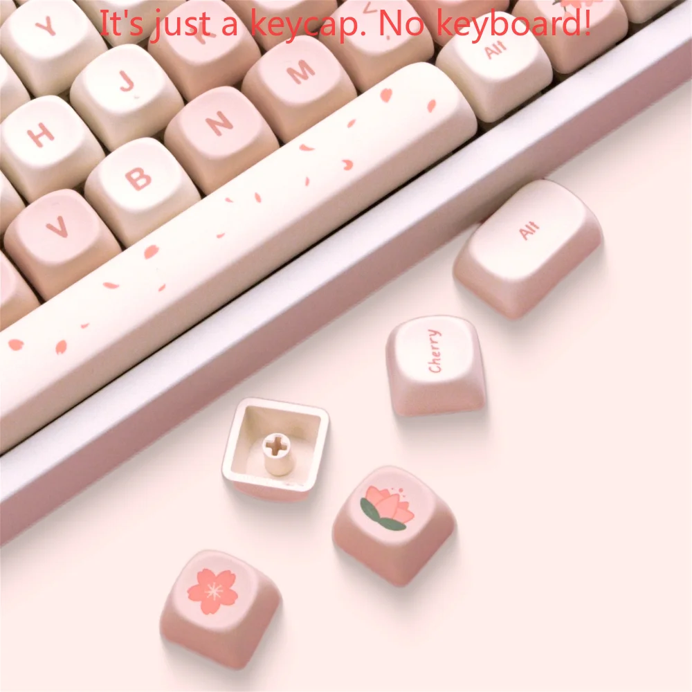 142 Keys Cherry Pink Keycaps MOA PBT Small Complete Girl Gift Keycap Set for Mx 61/75/84/104/108 Mechanical Keyboard Profiles