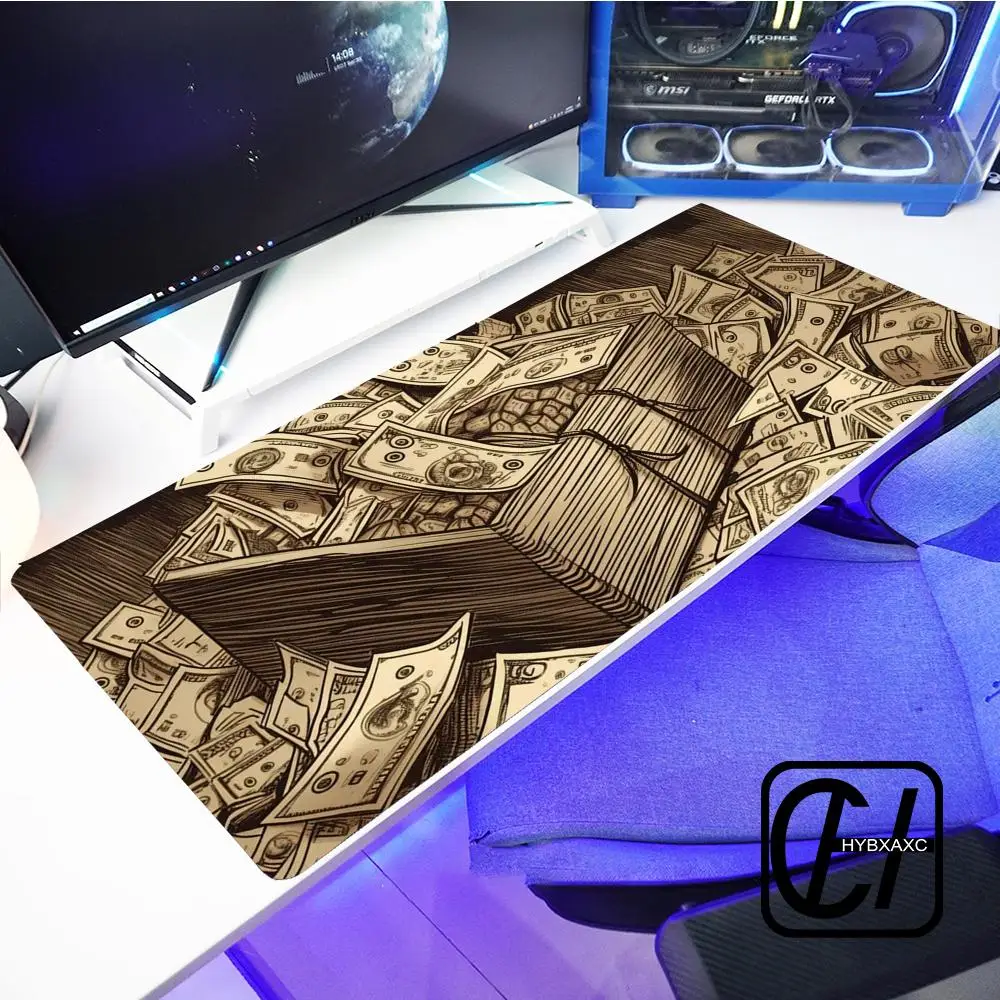 Money  Extra-large Durable Mousepads Non-slip Black Home Office 400x900 Game Desk Mat Gaming Accessories Anime Rug HYBXXC