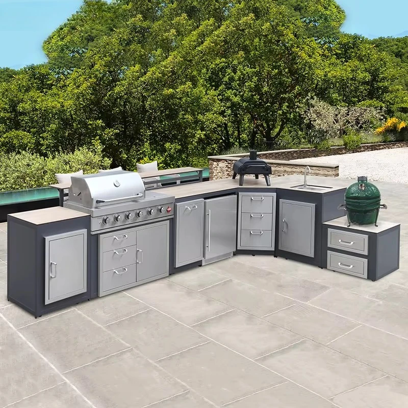 

Summer Aluminum Modular Modern Cabinet Bbq Pizza Oven Island Exterior Camping Furniture Modular Outdoor Kitchen Patio
