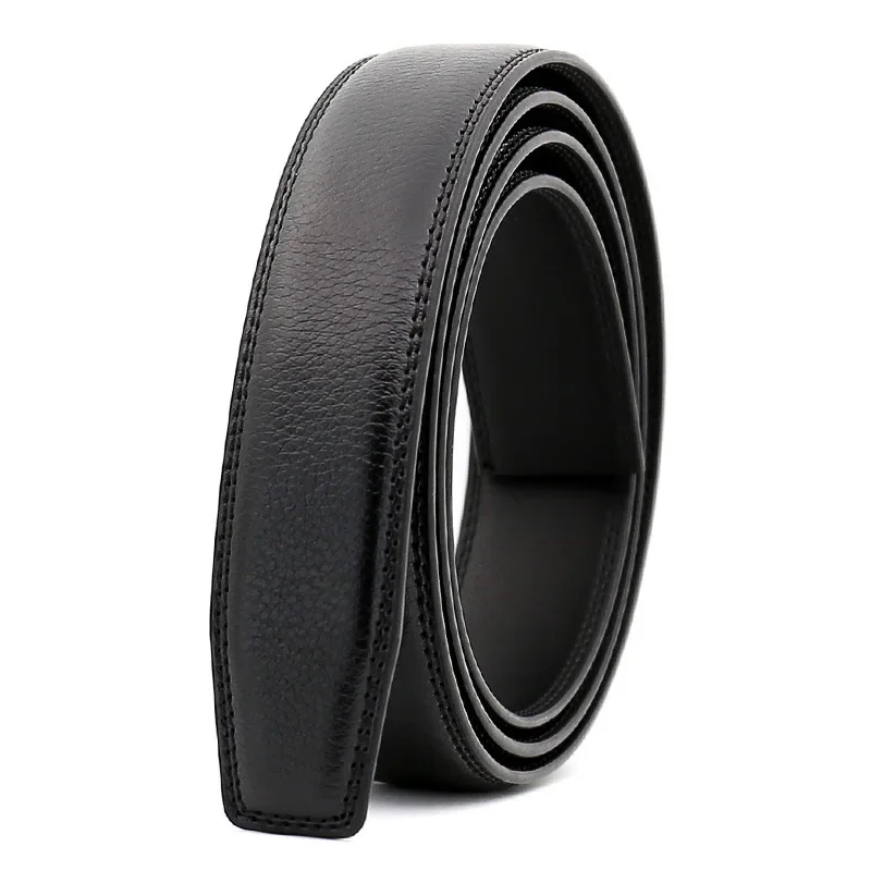 Black Coffee 3.1cm Width Leather Belt Men Without Buckle No Holes Automatic Ratchet Mens Belt Business Casual Waist Strap B773