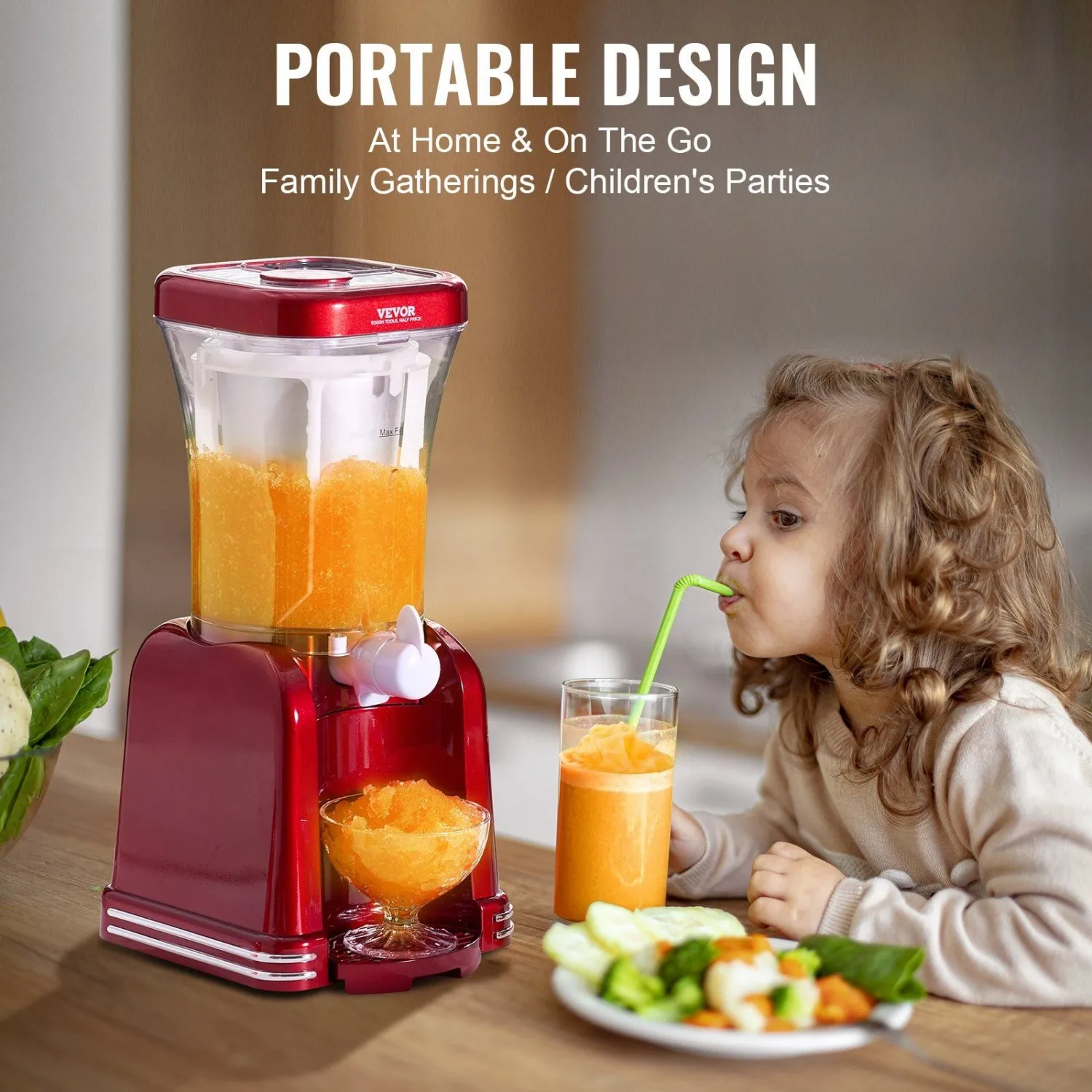 32oz Slushy Machine, Home Slush Maker for Kids Parties, Versatile Beverage Slushie Maker with Easy 4-Step Operation & Detachable