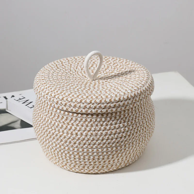 Circular Storage Basket Cotton Rope Cover Storage Box Snack Basket Egg Basket Miscellaneous Basket Storage