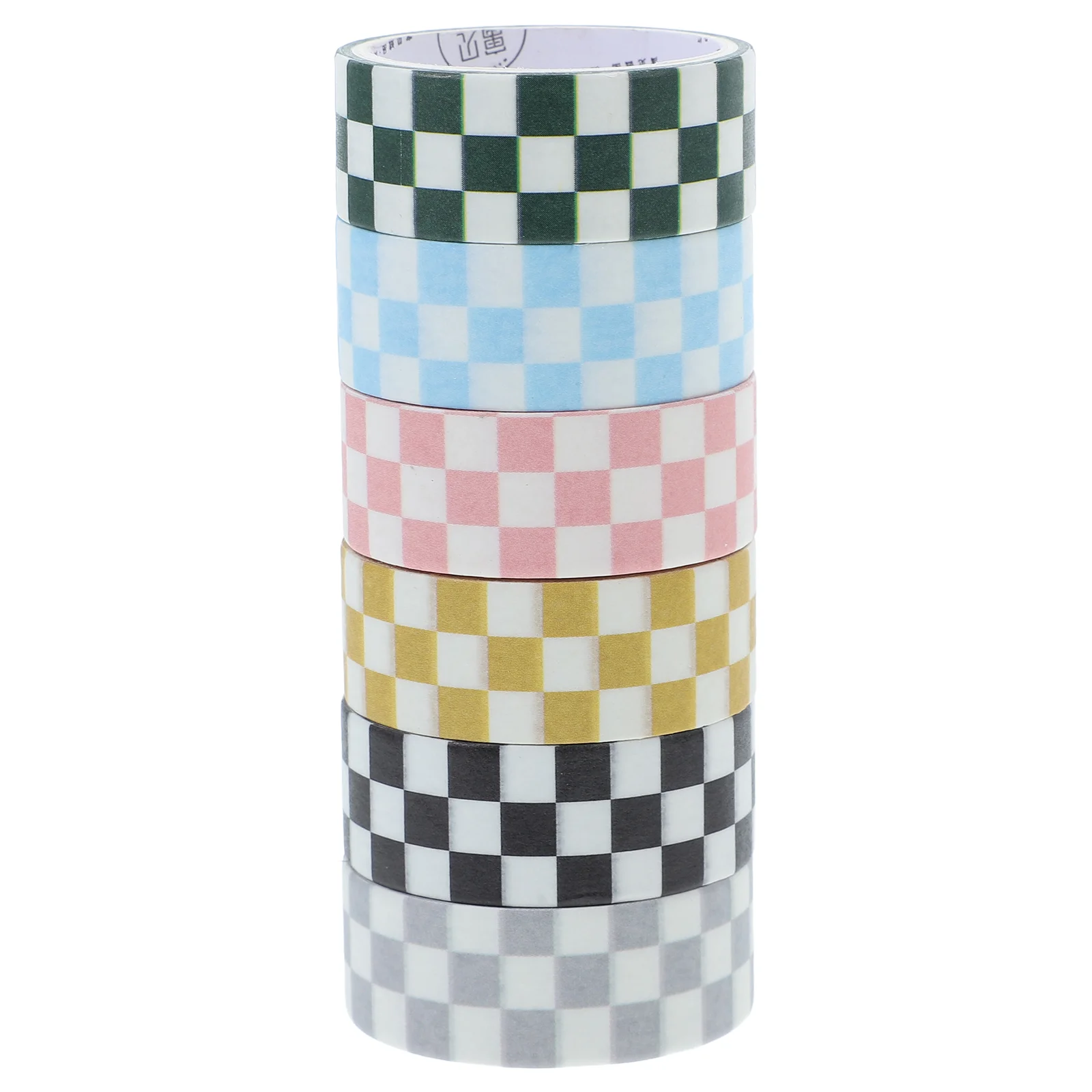 

6 Rolls Decorative Paper Tape Washi Stickers Inflatable Grid Inflatables Vintage Automatic Checkered Colored