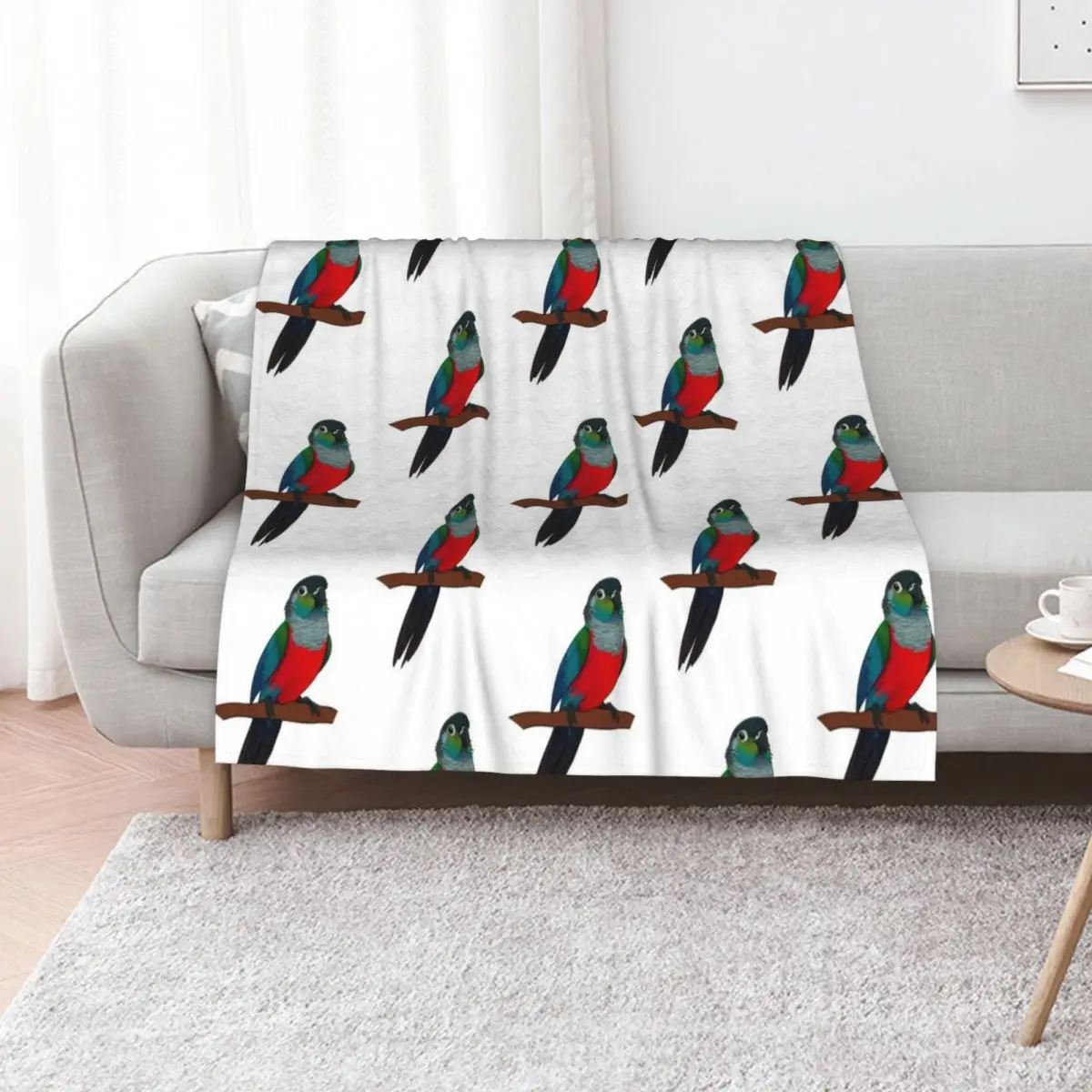 Crimson bellied conure Throw Blanket Nap Bed Fashionable Personalized Gift Giant Sofa bed plaid Hairy Blankets