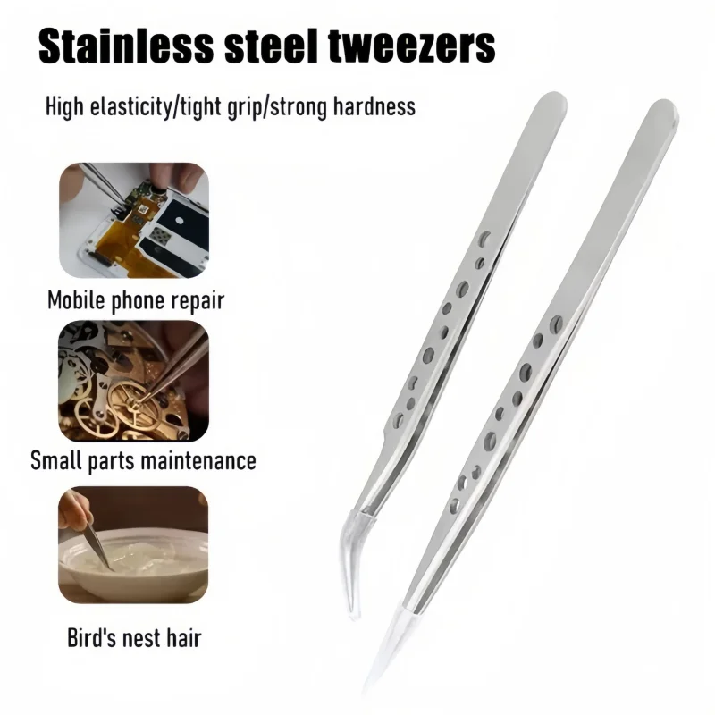 

Precision Stainless Steel Tweezers Industrial Electronics Curved Straight Forceps Mobile Phone Hand Repair Tools Tweezers
