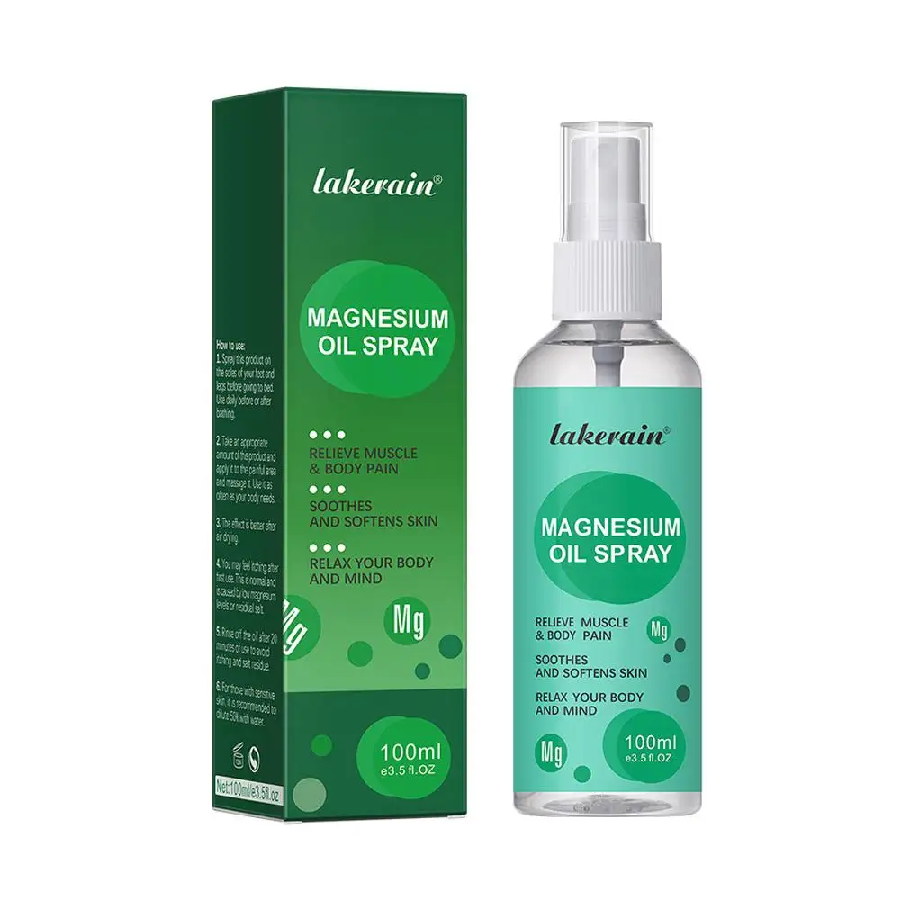 Aceite Esencial de magnesio para masaje, pulverizador Mineral multiusos para reducir el dolor, mejorar el sueño, para aliviar el estrés, 100ml, P1H8