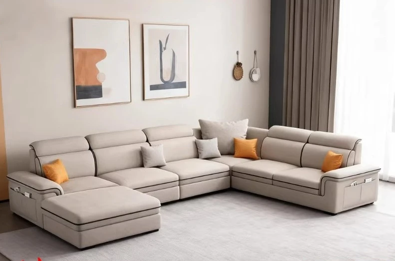 Factory Nordic large apartment fabric sofa living room modern simple cat claw leather Internet celebrity technology cloth