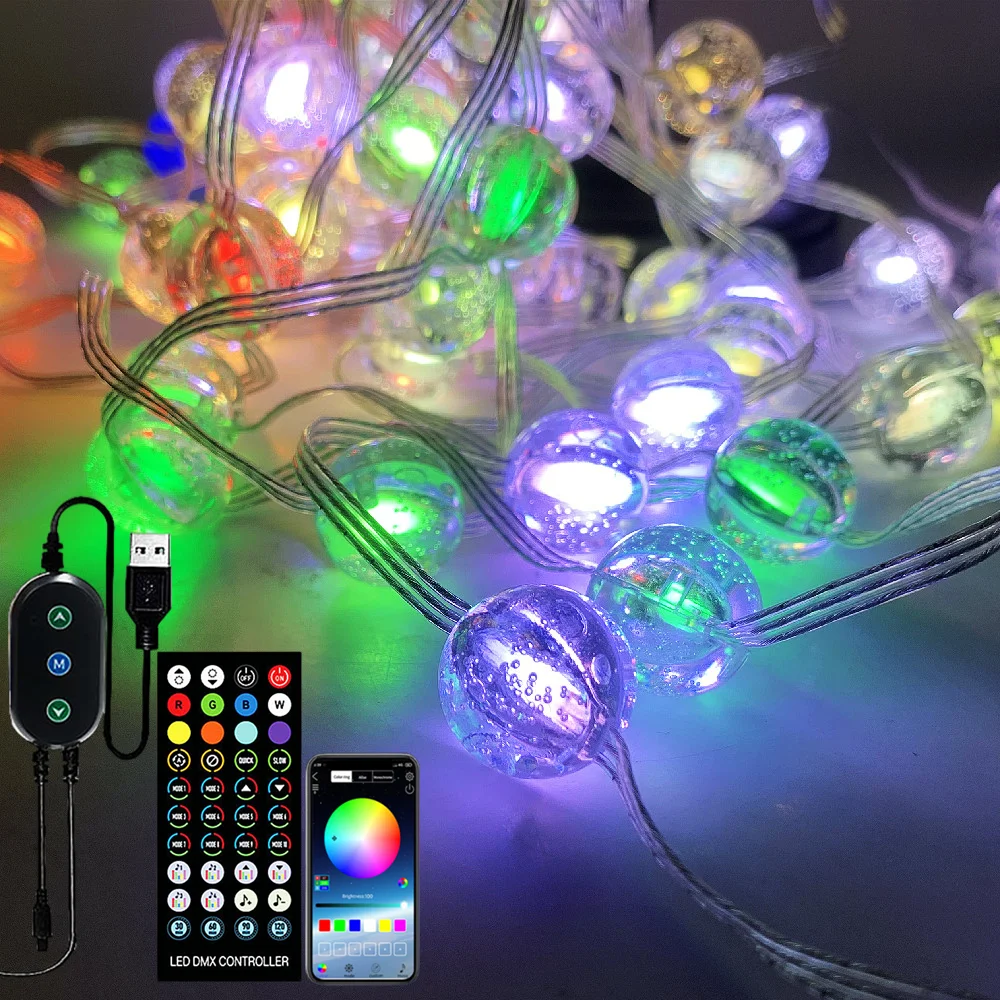 USB Bluetooth APP Control Light String WS2812B RGBIC Addressable Individually LED Lighting For Birthday Party Wedding Christmas